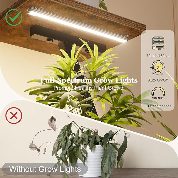 Plant Stand Indoor with Grow Lights - Lighted Indoor Plant Shelf Tall, 61" 7 Tier Large Plant Stands for Indoor Growing, 2 Pack Corner Flower Shelves, Half-Moon Metal Holder for Home Living Room Black