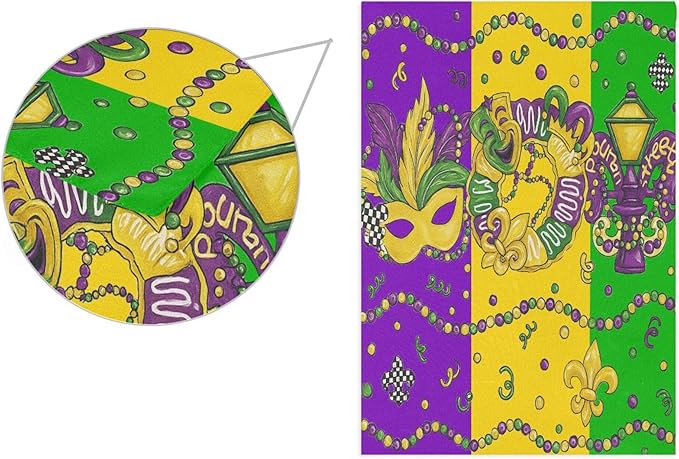 Happy Mardi Gras House Flag 28x40 Inch Double Sided Outside Fleur de Lis Masquerade Mask Carnival Seasonal Yard Outdoor Flag Banner for Garden Lawn Patio Holiday Decorations