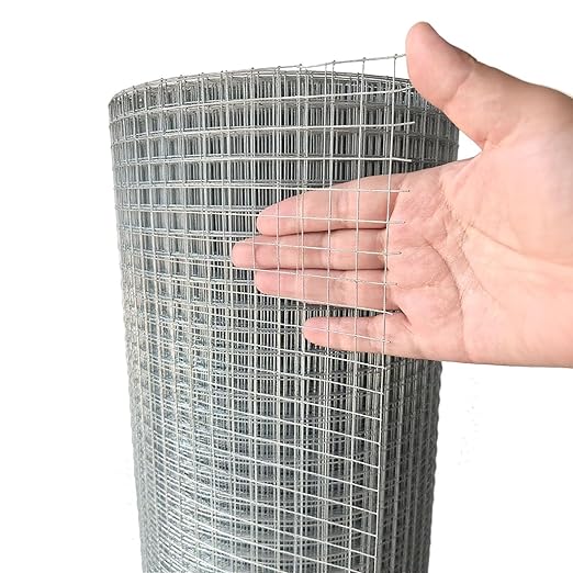 Hardware Cloth 1/2 inch 16in X 25ft Galvanized Welded Wire Mesh Roll, 19 Gauge Chicken Wire Fence, Snake Gopher Barrier Garden Fencing Rabbit Cage Netting