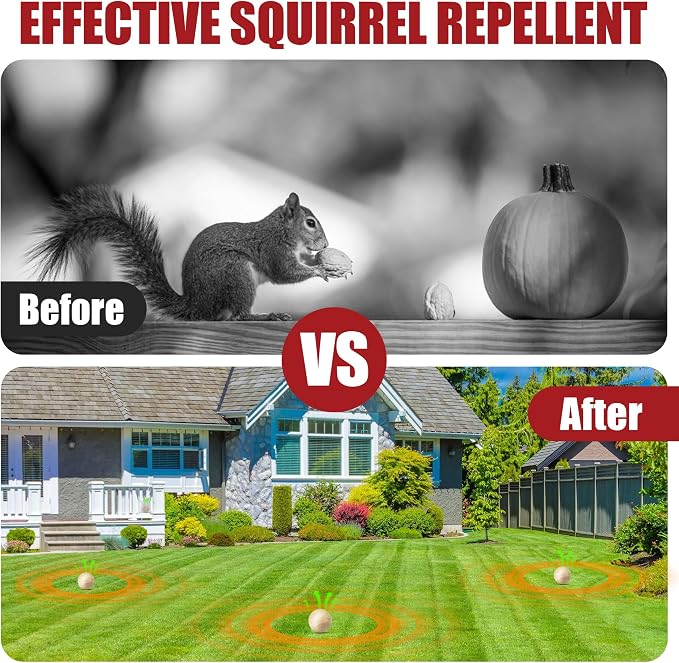 Squirrel Repellent Outdoor, Chipmunks Repellent for Outdoor & Indoor Use, Keep Squirrels Out of Gardens, Bird Feeders & Attics, Safe for People, Pets & Plants – 12 Packs