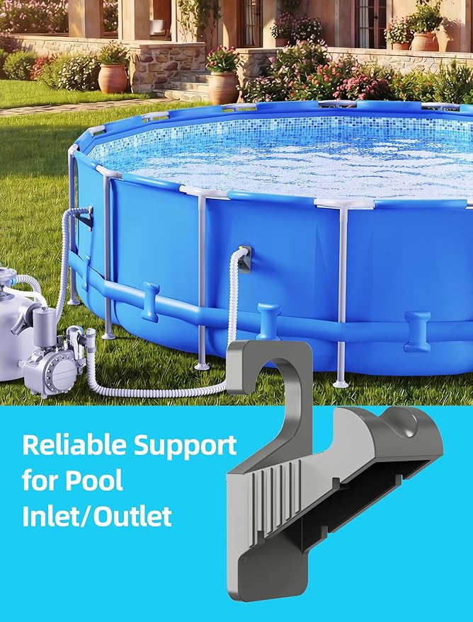 POOLHOUR 2 Pack Pool Pipe Holder for Above Ground Pools, Swimming Pool Hose Support Bracket for Intex Pools, Pool Accessories to Prevent Pipe Sagging