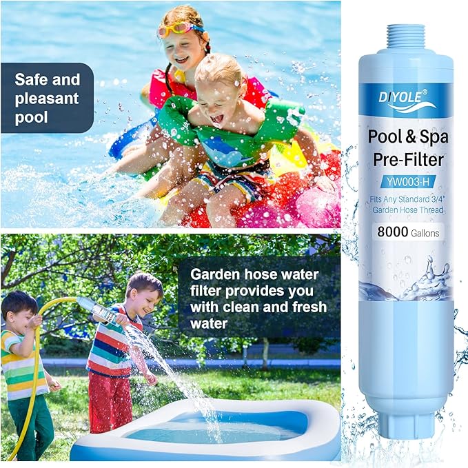 Garden Hose Filter for Filling Pool,Garden Hose Filter for Filling Hot Tub/Spa, Greatly Reduces Sediment, Chlorine, Heavy Metals and Odors, Standard 3/4" Garden Hose Thread