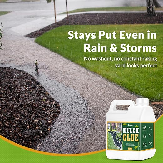Teexpert Mulch Glue for Landscaping, 2 Gallon Rock Glue for Landscaping Gravel Binder Adhesive to Lock Down Pea Gravel, Stone, Rubber Mulch, Wood Chips, Pine Straw in Place for Outdoor Landscape