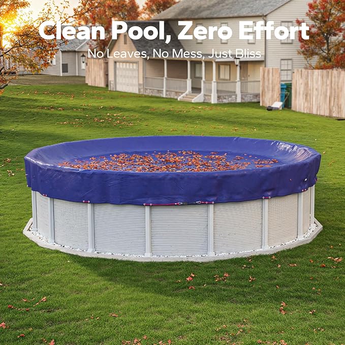 12 FT Round Pool Cover, [ 2025 Upgraded ] Above Ground Pool Cover, Heavy Duty Winter Pool Cover, Cold and UV Resistant, Cable and Pulley System