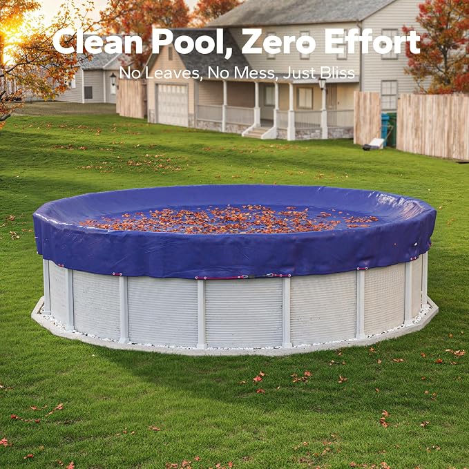 24 FT Round Pool Cover, [ 2025 Upgraded ] Above Ground Pool Cover, Heavy Duty Winter Pool Cover, Cold and UV Resistant, Cable and Pulley System