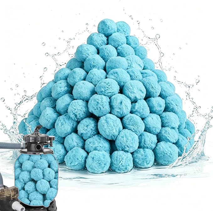 3.1 LBS Light Blue Pool Filter Balls for Sand Filter, New Efficient Pool Filter Media Balls for Swimming Pool Sand Pump, Eco-Friendly Filter Balls Equals 110lbs Pool Filter Sand for Sand Filter System