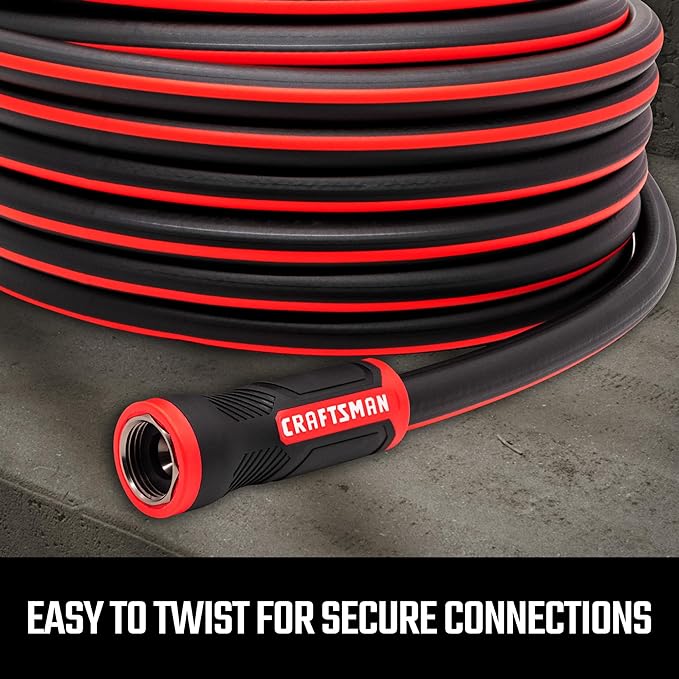 Craftsman Heavy Duty Professional Grade Black Garden Hose, 100 Feet x 5/8 Inch