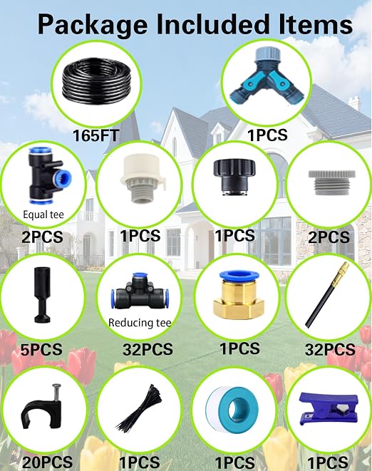 Drip Irrigation System,Automatic Garden Watering System, 360 Adjustable Mist Sprayer Nozzle, High Volume Water Flow Rotating Sprinkler Head for Garden,Patio,Potted Plants, Fine Misting to Jet Spray