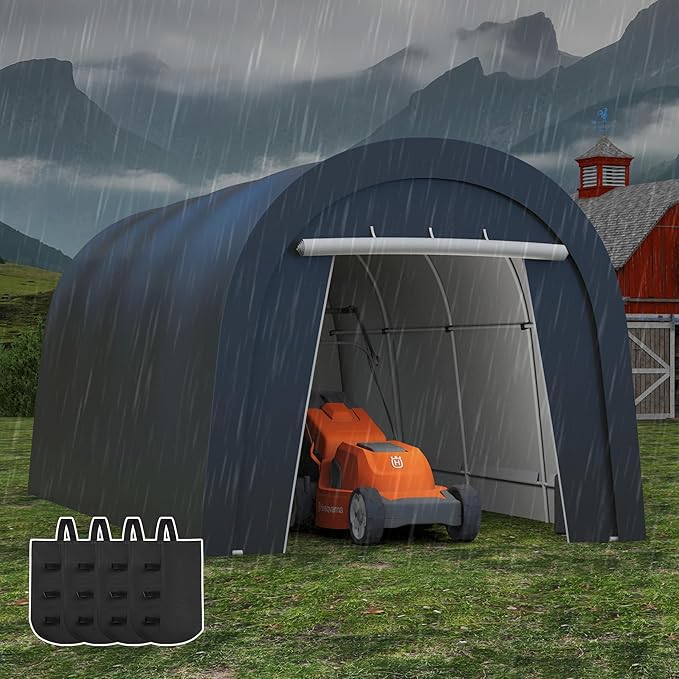 FansaFurn Heavy Duty Carport with 4 Cloth Bags, All-Weather Car Canopy with 2 Roll-up Doors, Portable Garage Storage Shelter Shed for Cars, Truck, or Garden Tools, 10' x 20'