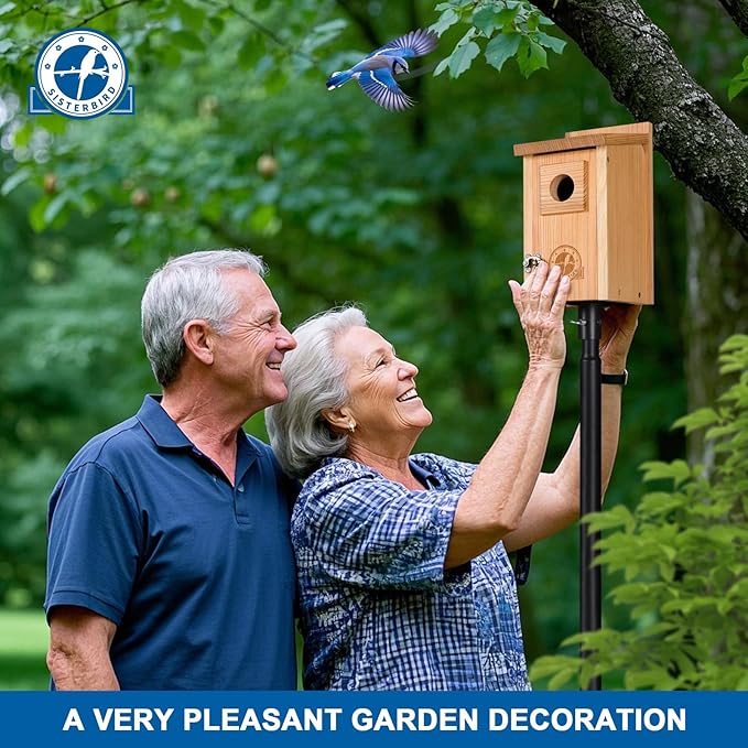 SISTERBIRD Bird Houses for Outside 1-1/2" Entrance Hole Cedar Wild BirdHouses with Wood Guard Outdoor Bluebird Wren Swallow Finch Assembly Required