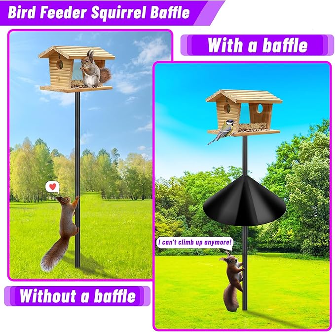 Squirrel Baffle,Pole Mount Squirrel Guard Stopper for Outdoors Bird Feeder Pole,Used for Bird Feeding Poles,(Black 19inch-1Pack)