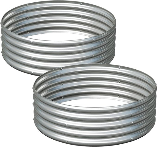 2Pack 3x3x1ft Galvanized Raised Garden Bed, Planter Raised Garden Beds Outdoor, Round Clearance Raised Garden Beds for Gardening Vegetables……