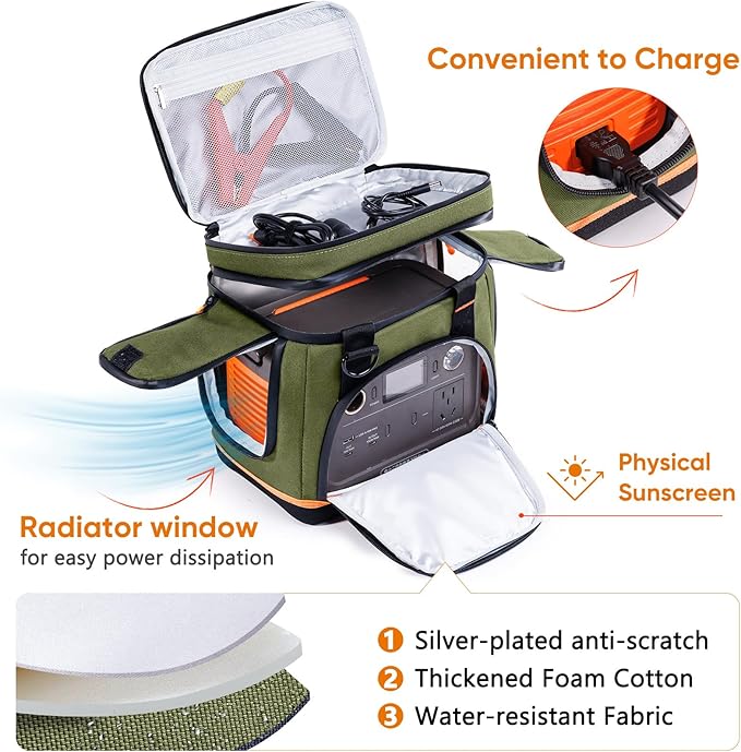 Double-Layer Travel Carrying Case for Jackery Explorer 300/240/160 – Portable Power Station Storage Bag with Molded Bottom, Side Ventilation, Front Pockets for Jackery Accessories & Solar Generator