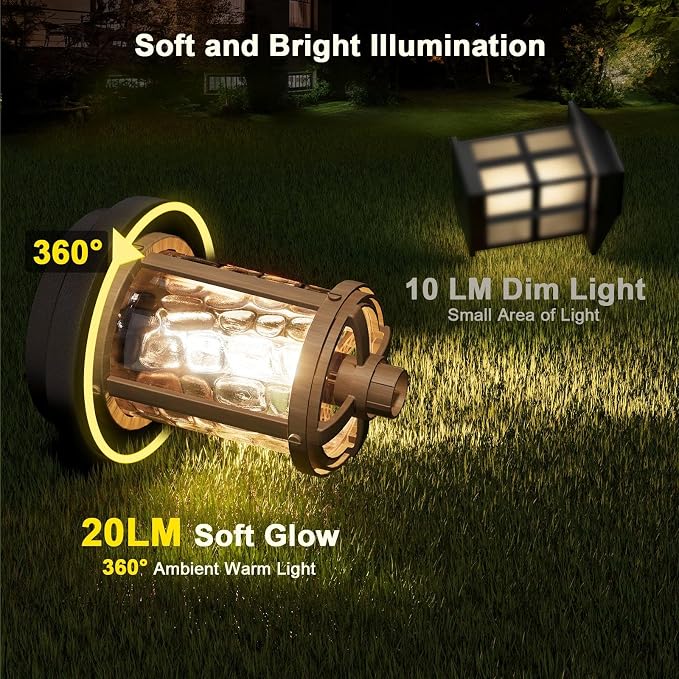 XMCOSY+ Solar Pathway Lights, Solar Lights Outdoor Waterproof IP65, 20 LM Bright Glass Outside Light for Garden Path Yard Walkway Driveway (‎Black & Brown)