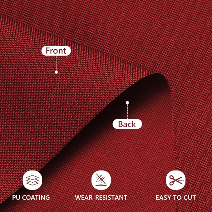 Waterproof Canvas Fabric by The Yard 58inch 600D Upholstery Material Polyester Fabric Outdoor Water Resistant Fabric for Sewing Chair Patio Cushion Purse Bag Interior, Pre Cut 5 Yard Red