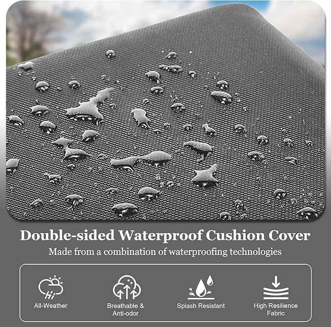 Waterproof 3-Piece Patio Sofa Cushion Cover Set - Replacement Covers for Outdoor Wicker Furniture, Bench & Seat Cushions with 4pcs Throw Pillow Cover