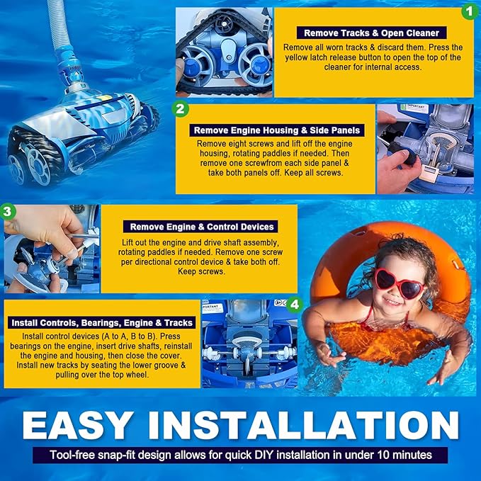 Replacement Tune-Up Kit Fit forZodiac MX6 MX8 MX6EL MX8EL Pool Cleaners , Bearings & Control Devices – R0525100 R0526100 R0527000 R0524700 R0524800 R0524900 , Complete Pool Cleaner Tune-Up Kitt