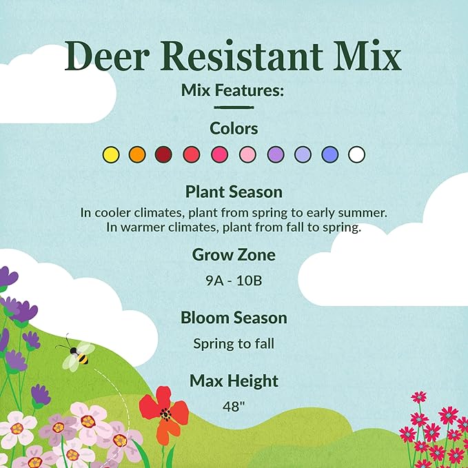 Ferry-Morse Wildflower Seed Mix & Vitamin Solution - Deer Resistant, Non-GMO - 1 lb, 4 oz - GMO Free