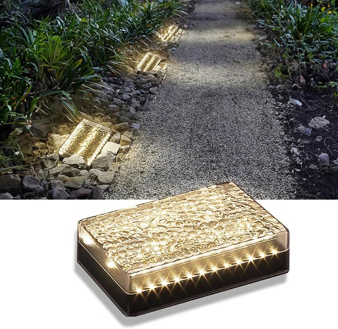 SHONELIGHTING Paver Lights, Solar Light Outdoor Waterproof, In-Ground Brick LED for Driveway & Pathway, Hardscape Pavers, Auto On/Off, Heavy Duty Warm White 3500K (1 Pack)