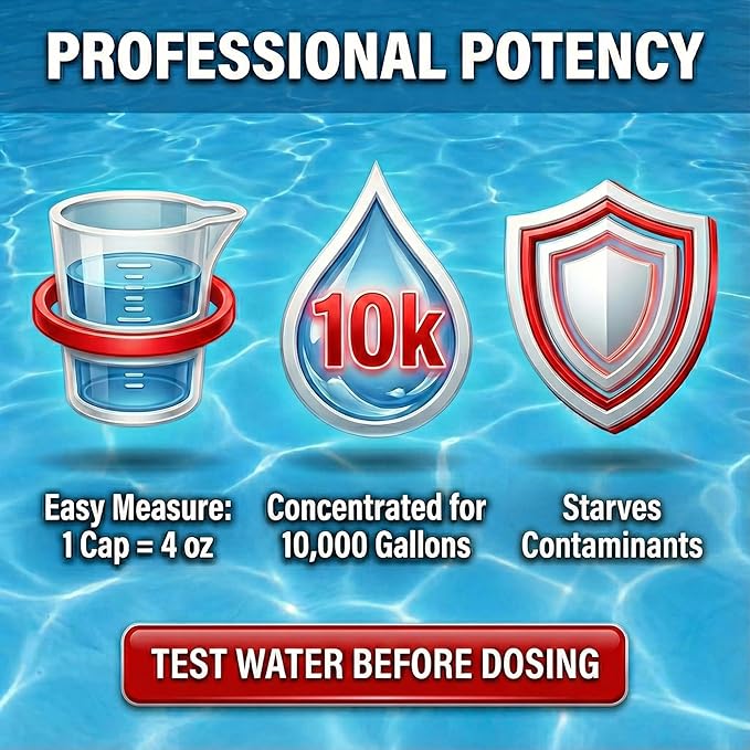 Phosphate Remover Pool Treatment, Phosphate Remover for Pool, Pool Phosphate Remover, Easy Cap Measure, ppb Dosing Guide, 3 L (101.5 fl oz), BubbyShine