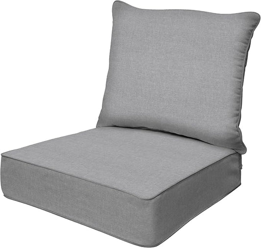 Honeycomb Outdoor Heritage Deep Seat, 26 x 30, Textured Solid Platinum Grey Chair Cushion with Removable Cover, for Patio Furniture