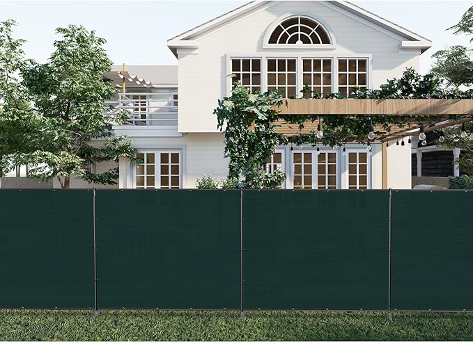 Patio 5' x 42' Outdoor Privacy Screen Freestanding Temporary Fence Panels Net Cover with Metal Poles for Outside Backyard Pool Garden Air Conditioner Fencing, Green