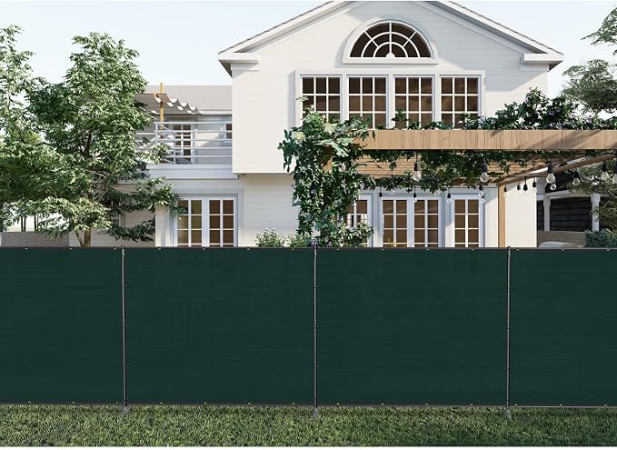 Patio 6' x 42' Outdoor Privacy Screen Freestanding Temporary Fence Panels Net Cover with Metal Poles for Outside Backyard Pool Garden Air Conditioner Fencing, Green