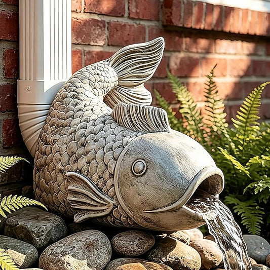 Teaeeno Fish Gutter Downspout Extension Decoration,3''x4'' Downspout Extender Diverter Splash Block Sculpture Outdoor Decor,Animal Resin Statue Ornaments, for Garden,Terrace,Lawn,Yard
