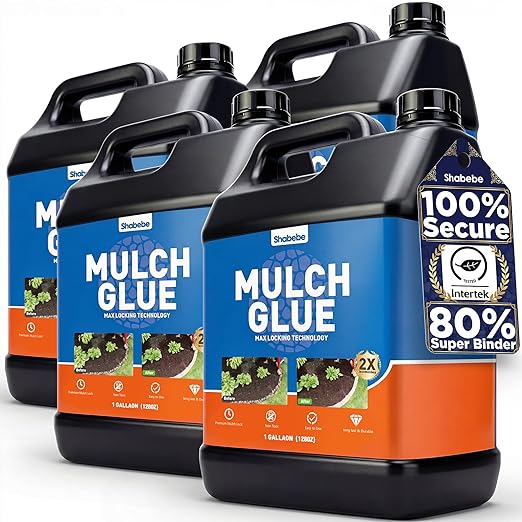 Mulch Glue, 4Gallon Rock Glue for Landscaping Strong Adhesion of Pea Gravel Stabilizer Landscape, Long-Lasting Weather-Resistant Lock Gravel Binder for Pebble, Pine Straw, Landscape Edging