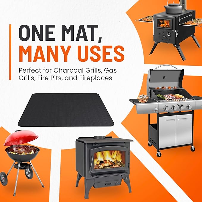 Under Grill Mats for Outdoor Grill (60 x 40 inch) Double-Sided Mat for Under Fire Pit Mat the Perfect Grill Matt for Outdoor Grill Deck Protector and BBQ Matt for Under Grill Mat for Deck