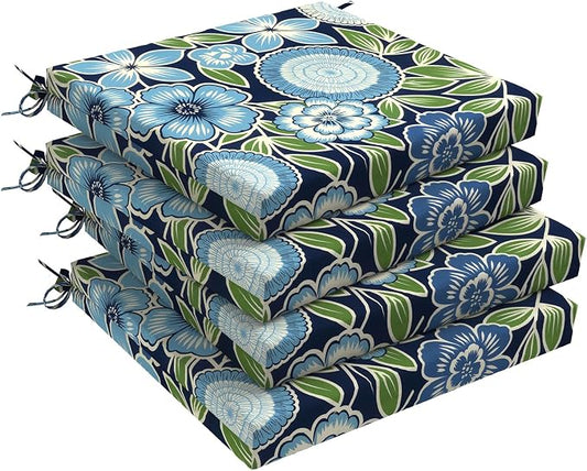 DYTXIII Set of 4 Outdoor Chair Cushions, Water Resistant 18.5"x16"x2" Square Seat Cushion for Patio Dining Chairs, High-Density Replacement Pads for Indoor Outdoor Furniture - Azure Symphony‌