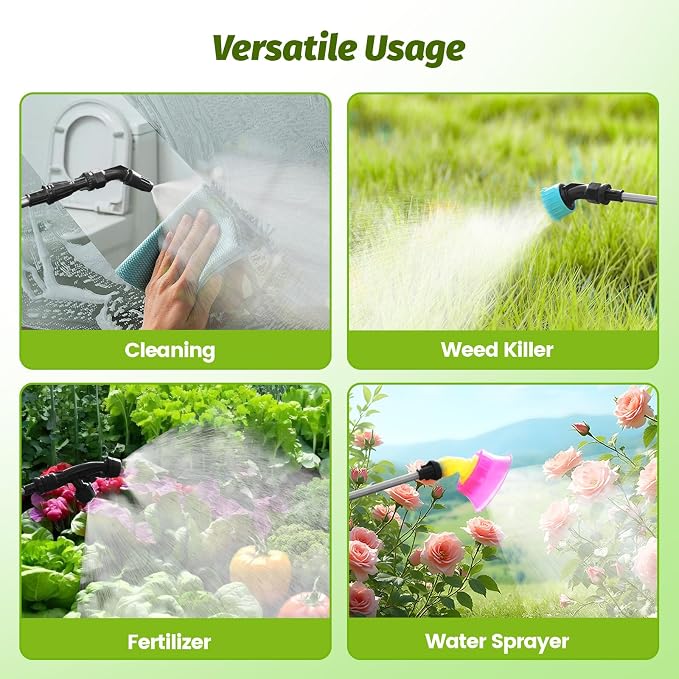 Battery Powered Backpack Sprayer 3.2Gallon, Electric Sprayer with 3-Adjustable Sprayings, Battery Indicator, 5 Nozzles, 41" Retractable Wand, Rechargeable Garden Sprayer for Weed, Lawn&Yard