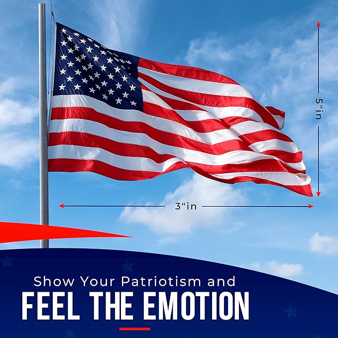 American Flags for Outside 3X5 (Pack of 10) -American Flag made in USA with Embroidered Stars and Sewn Stripes US Flag 3x5 Heavy Duty Outdoor Made in USA for High Wind- All Weather Flags