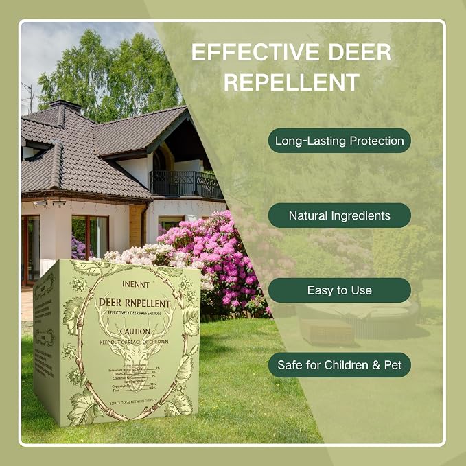 Deer Repellent Balls for Gardens, Plants & Trees - Outdoor Scent Deer Deterrent with Plant Oils, Safe for Pets, Long-Lasting 30-60 Days Protection