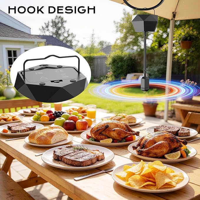 Fly Fans for Tables, Fly Repellent Fan with Adjustable Directional (360°) – Quiet Bug Fans with Soft Blades, Picnic Food Fans to Keep Flies Away, Powered by 2AA Batteries (Not Include) (6PCS)