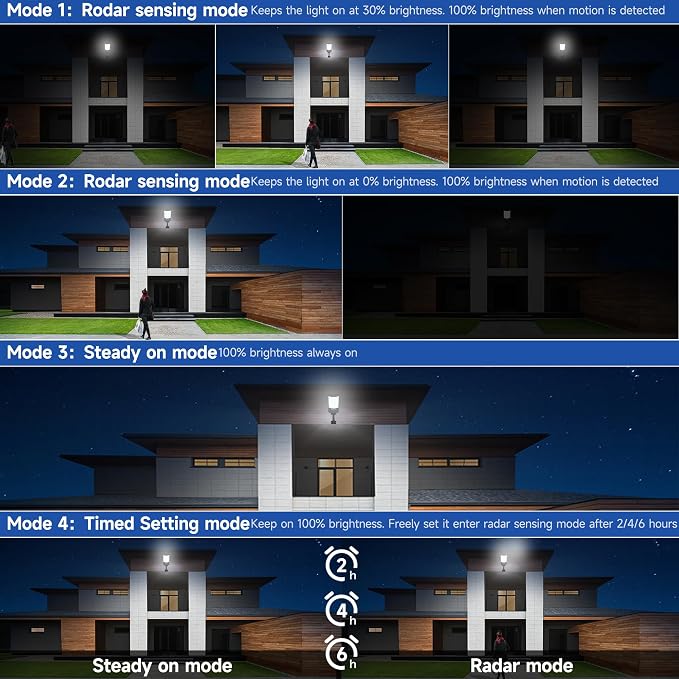 Solar Street Lights Outdoor, Waterproof Motion Sensor Solar Lights with Remote Control, 6500K Dusk to Dawn Parking Lot Flood Light for Outside Garage Yard, 6 Pack