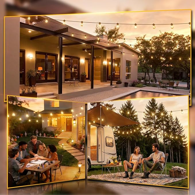 addlon 36FT LED Outdoor String Lights with 12 Edison Vintage Shatterproof Bulbs, Commercial Grade Patio Lights, IP65 Waterproof for Balcony, Backyard and Garden, Warm White