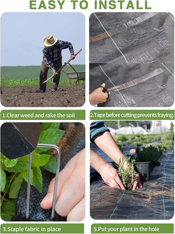 Pterying 13ftx108ft Weed Barrier Landscape Fabric Heavy Duty, Premium 5OZ Garden Geotextile Fabric, Outdoor Weed Blocker Fabric, for Driveway Mats, Erosion Control, Ground Cover Weed Barrier