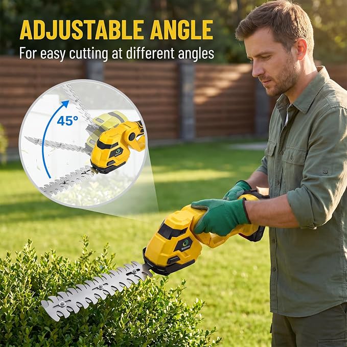 Cordless Hedge Trimmer, 2-in-1 Cordless Grass Shear & Hedge Shear/Shrub Trimmer with 8.9” Hedge Blade & 5.1”Grass Trimmer, Hedge Shear with 2 Rechargeable Batteries and Charger for Yard, Lawn