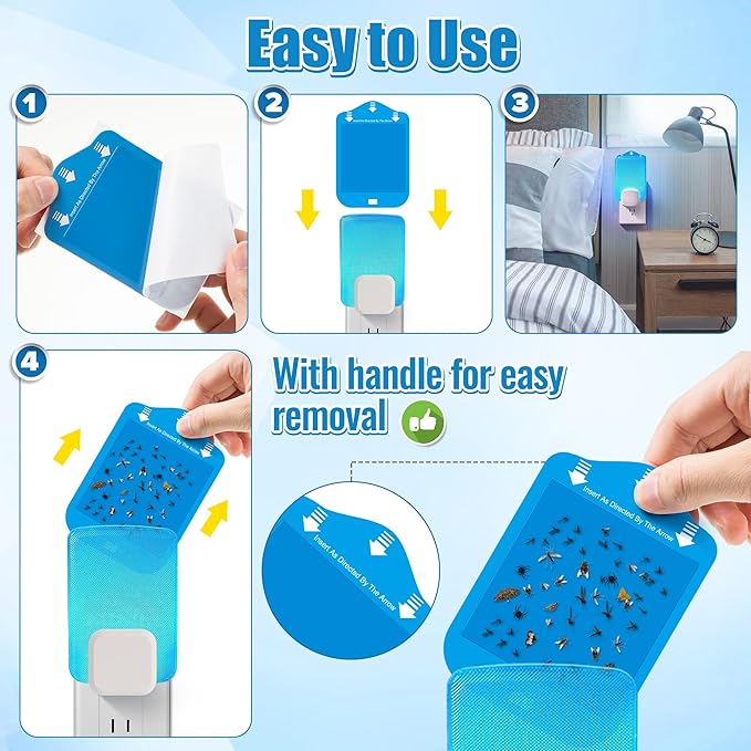 Qualirey Fly Trap Refill Cartridges Compatible with Raid/STEM/Wondercide Flying Insect Traps, Light Trap Refills Strong Glue Card for Fly Insect Bug Mosquito Gnat Traps Indoor(12 Pack)