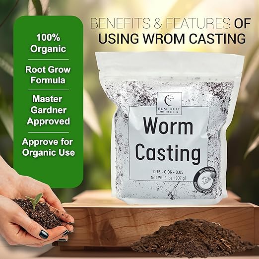Elm Dirt 100% Organic Worm Castings & Bloom Juice for All Flowering Plants - Bloom Booster Fertilizer Earthworm Casting | Organic Plant Food for Houseplants, Vegetables, Flowers & Gardens Fertilizer