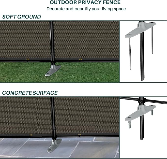 Bynbbur 5'x138' Outdoor Privacy Screen Freestanding with Iron Poles and Stakes, Temporary Dog Fencing, Backyard Divider, Metal Garden Fence for Pool Patio Barrier Border, Brown