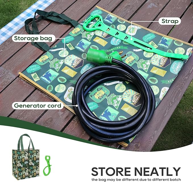 RVGUARD 4 Prong 30 Amp 15 Foot Generator Extension Cord, NEMA L14-30P/L14-30R, 125/250V Up to 7500W 10 Gauge SJTW Generator Cord, ETL Listed