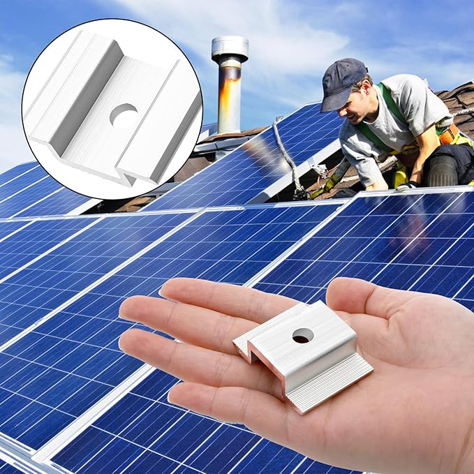 YOUEON 48 Pcs Solar Panel Mid Clamps for 35-50mm Solar Planels, 1.06 Inch Aluminum Solar Panel Bracket for Solar Panels, PV Mounting Accessories