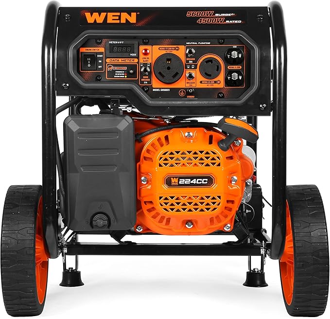 WEN 5600-Watt Portable Generator, Electric Start, 224cc, Transfer-Switch and RV-Ready with CO Shutdown Sensor (GN5602X)