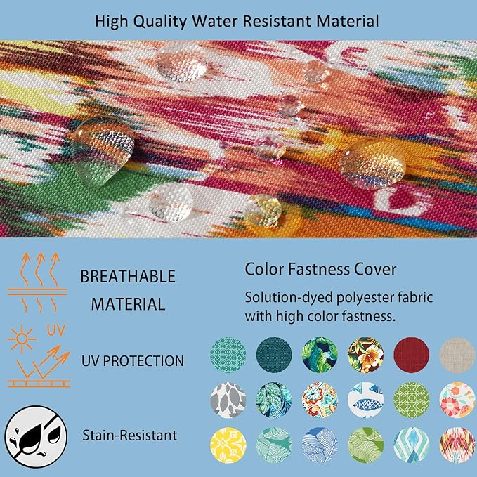 COZYVIDA Outdoor Chair Cushions Set of 4, 20"x20" Square Seat Pads with Tie Straps and YKK Zippers, 30D High-Density Foam, Water-Resistant Fabric,UV-Resistant 1000+ Hrs