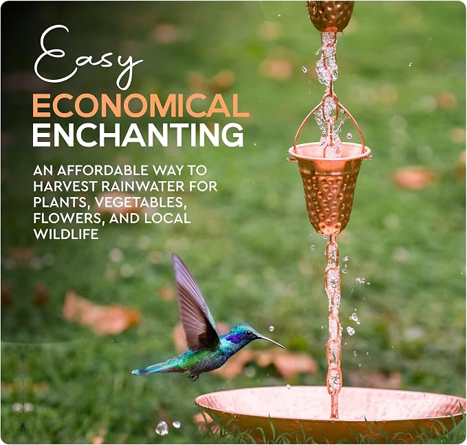 Copper Anchoring Basin – Hammered Metal Bowl for Rain Chain Downspout Gutters – Beautiful Decorative Fountain Dish Display for Outdoor Garden, Lawn & Patio Water Feature – 11” Wide x 2” High