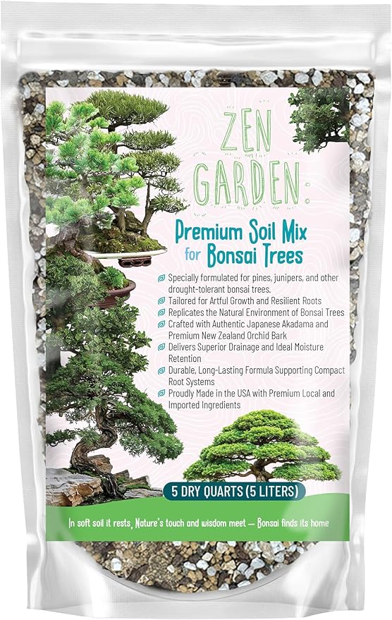 GARDENWISE Zen Garden Bonsai Soil Mix – Fast-Draining & Organic for Junipers, Pines, and Drought-Tolerant Bonsai Trees – Handcrafted in The USA with Japanese Akadama & Pumice (3 quarts)