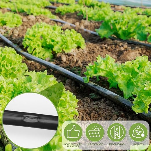 Tondiamo 500' 5/8 Inch Drip Tape Irrigation Tubing Kit 8 Mil 6" Spacing Garden Hose Watering Tube Line Automatic Equipment for Garden Irrigation System Farms, Landscape, Lawn
