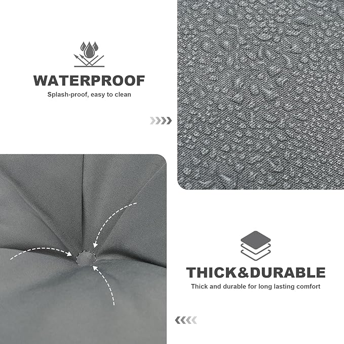 Porch Swing Cushions,Outdoor Cushions 3 Seater Replacement with Backrest, Waterproof Thickened Bench Cushion with Ties for Porch, Patio,Outdoor, Backyard and Garden (Light Gray 40 * 40 in)